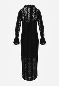 Born2be - Czarna Koronkowa Sukienka o Taliowanym Kroju z Wiązaniem przy Dekolcie Nevellirae. Okazja: na co dzień. Kolor: czarny. Materiał: koronka. Długość rękawa: na ramiączkach. Typ sukienki: proste. Styl: casual, elegancki, klasyczny #3