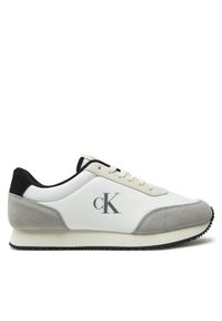 Calvin Klein Jeans Sneakersy Retro Runner Iconic Snk YM0YM01119 Biały. Kolor: biały. Materiał: zamsz, skóra
