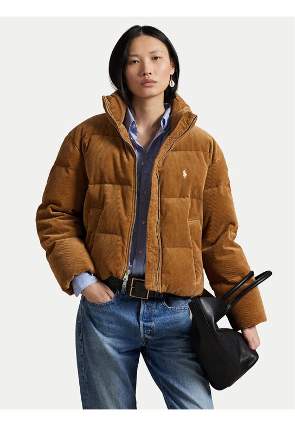 Polo Ralph Lauren Kurtka puchowa 211971178002 Brązowy Relaxed Fit. Typ kołnierza: polo. Kolor: brązowy. Materiał: sztruks, bawełna