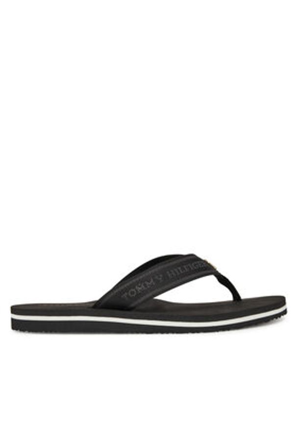 TOMMY HILFIGER - Tommy Hilfiger Japonki Hilfiger Webbing Beach Sandal FW0FW08515 Czarny. Kolor: czarny. Materiał: materiał