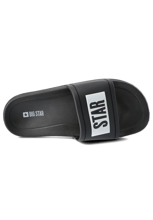 Big-Star - Czarne Klapki Big Star Męskie Buty Na Lato. Okazja: na plażę, na co dzień. Kolor: czarny. Materiał: jeans. Wzór: napisy. Sezon: lato. Styl: elegancki, casual, wakacyjny