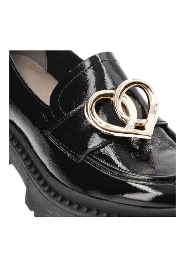 Czarne Półbuty Armodo Damskie Eleganckie Obuwie. Okazja: na spotkanie biznesowe, do pracy. Kolor: czarny. Materiał: skóra, lakier. Wzór: gładki. Styl: elegancki