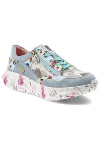 Sneakersy damskie Laura Vita, sznurowana cholewka z dekoracyjnym zamkiem oraz masywna podeszwa z nadrukiem na bokach, niebieskie, 06 SL2179-6B. Okazja: na co dzień, na spacer. Zapięcie: zamek. Kolor: niebieski. Szerokość cholewki: normalna. Wzór: nadruk. Sezon: wiosna, lato. Styl: casual #4