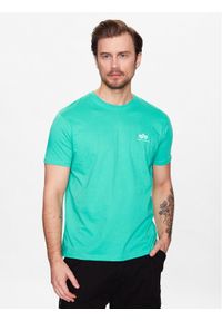 Alpha Industries T-Shirt Basic T Small Logo 188505 Zielony Regular Fit. Kolor: zielony. Materiał: bawełna