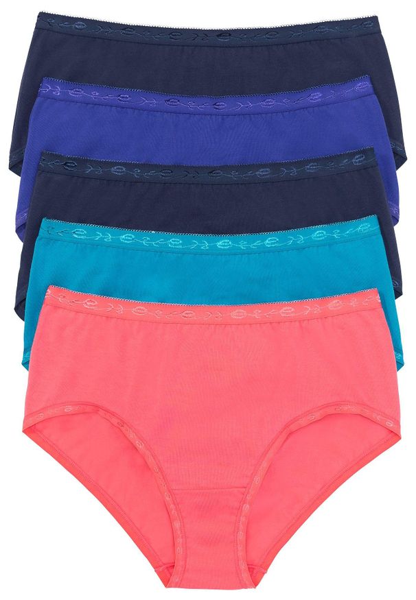 bonprix - Figi maxi (5 par). Kolor: niebieski. Wzór: aplikacja