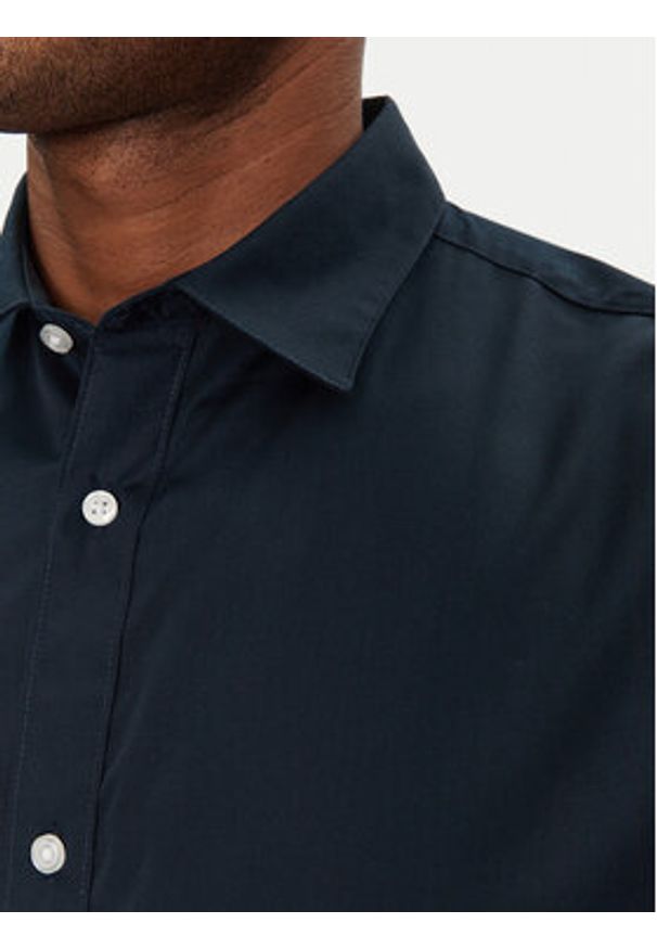 Jack & Jones - Jack&Jones Koszula Joe 12195062 Granatowy Slim Fit. Kolor: niebieski. Materiał: syntetyk, bawełna