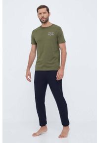 TOMMY HILFIGER - Tommy Hilfiger t-shirt lounge bawełniany kolor zielony melanżowy. Kolor: zielony. Materiał: bawełna. Długość rękawa: krótki rękaw. Długość: krótkie. Wzór: melanż. Styl: klasyczny #3