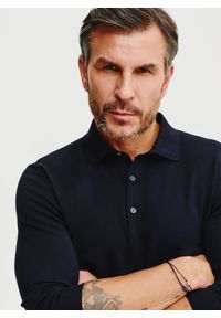 Pako Lorente - PAKO LORENTE – Sweter polo w kolorze granatowym. Okazja: na co dzień. Typ kołnierza: polo. Kolor: niebieski, czarny. Materiał: wiskoza, poliester. Sezon: wiosna. Styl: casual #7