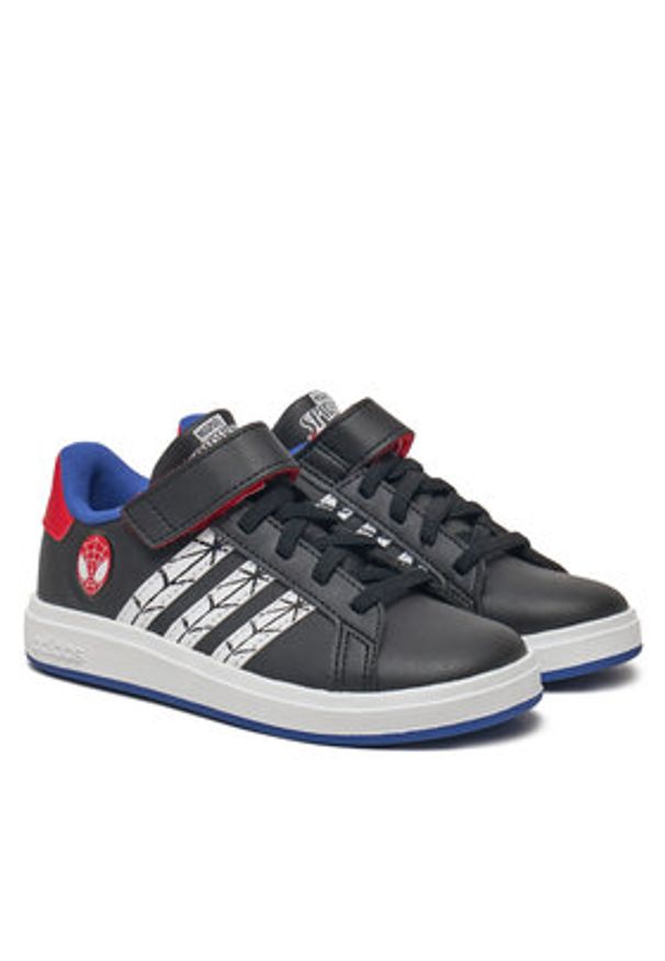 Adidas - adidas Sneakersy Marvel's Spider-Man Grand Court JS0742 Czarny. Kolor: czarny. Materiał: skóra. Wzór: motyw z bajki