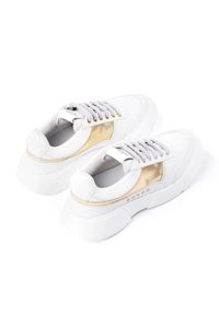 PREMIUM BASICS - Białe sneakersy z metalicznymi wstawkami MILITARY PLATINUM. Nosek buta: okrągły. Kolor: biały. Materiał: jeans, materiał. Szerokość cholewki: normalna. Wzór: aplikacja #2