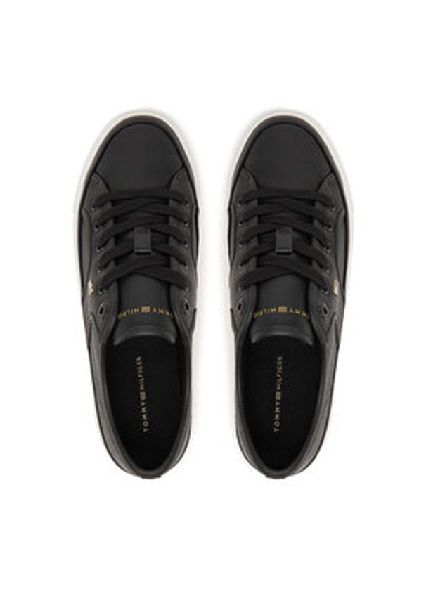 TOMMY HILFIGER - Tommy Hilfiger Sneakersy Platform Vulc Piping Ltr FW0FW09393 Czarny. Kolor: czarny. Materiał: skóra. Obcas: na platformie