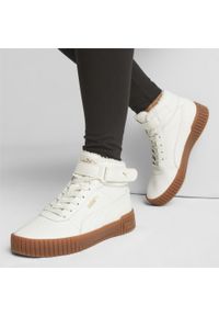 Buty do chodzenia damskie Puma Carina 2.0 Mid. Zapięcie: sznurówki. Kolor: biały, wielokolorowy, beżowy. Materiał: materiał, syntetyk. Szerokość cholewki: normalna. Sport: turystyka piesza