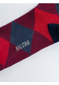 Big-Star - Skarpety męskie bawełniane ze wzorem czerwone Elion 603. Kolor: czerwony. Materiał: bawełna. Wzór: kratka