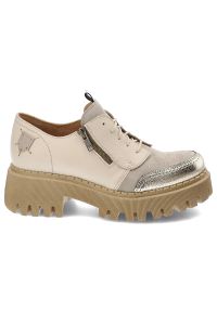 Beżowe Półbuty Maciejka Stylowe Obuwie Damskie. Okazja: na co dzień. Zapięcie: sznurówki. Kolor: beżowy. Materiał: materiał. Szerokość cholewki: normalna. Styl: elegancki #6