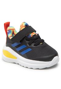 Adidas - Buty adidas FortaRun El I HR1452 Core Black/Royal Blue/Impact Yellow. Kolor: czarny. Materiał: materiał. Sport: bieganie