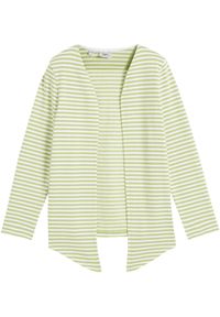bonprix - Bluza dziewczęca bez zapięcia, z przodami wyciętymi w szpic, z bawełny organicznej. Kolor: zielony. Materiał: bawełna #1