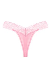 Intica - Stringi z koronkowym paskiem eleganckie i wygodne Seconda. Kolor: różowy. Materiał: koronka