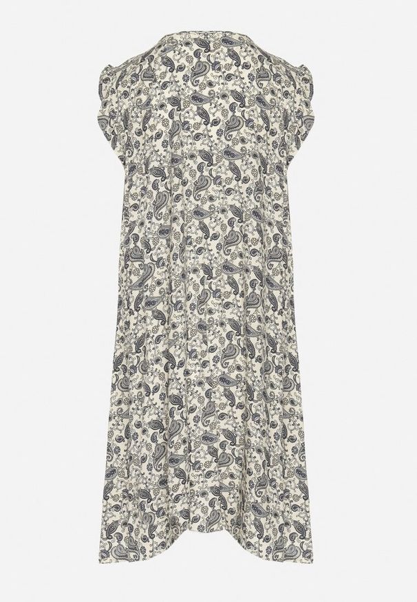 Born2be - Szara Rozkloszowana Sukienka Bawełniana bez Rękawów w Wzór Paisley Tullio. Okazja: na co dzień. Kolor: szary. Materiał: bawełna. Długość rękawa: bez rękawów. Wzór: paisley. Styl: casual, elegancki