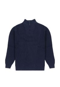 Wrangler - WRANGLER HALF ZIP KNIT MĘSKI SWETER ELEGANCKI CIEPŁY NAVY 112343094. Styl: elegancki