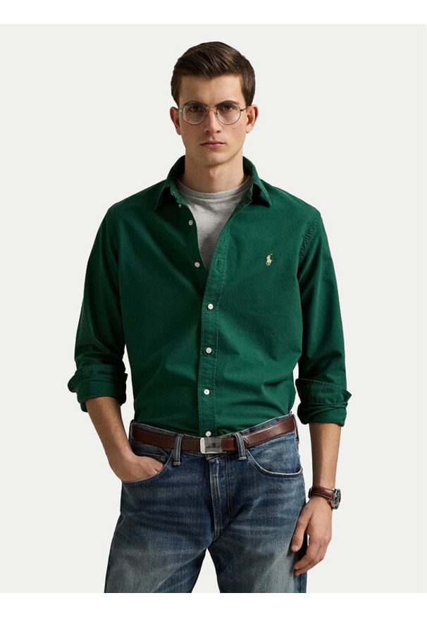 Polo Ralph Lauren Koszula 710804257063 Zielony Slim Fit. Typ kołnierza: polo. Kolor: zielony. Materiał: bawełna