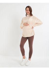 Sinsay - Kardigan z ozdobnym splotem - kremowy. Kolor: kremowy. Materiał: materiał. Wzór: ze splotem #1