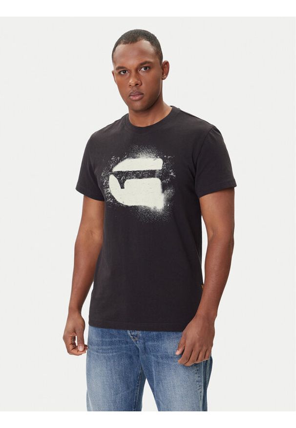G-Star RAW - G-Star Raw T-Shirt Spray Logo D26833-D101 Czarny Regular Fit. Kolor: czarny. Materiał: bawełna
