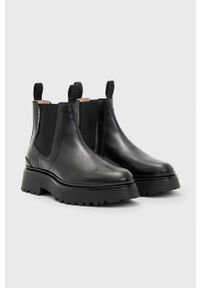 AllSaints sztyblety skórzane Arlo Arlo damskie kolor czarny na platformie WF580X. Nosek buta: okrągły. Kolor: czarny. Materiał: skóra. Obcas: na platformie #2
