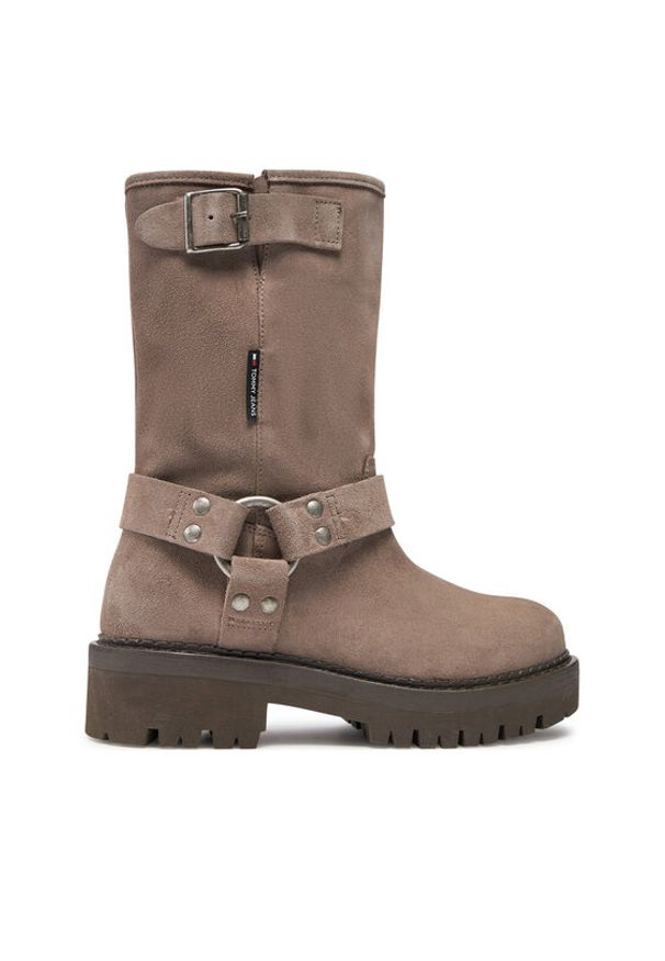 Tommy Jeans Botki Tjw Urban Biker Boot Suede EN0EN02729 Szary. Kolor: szary. Materiał: skóra, zamsz