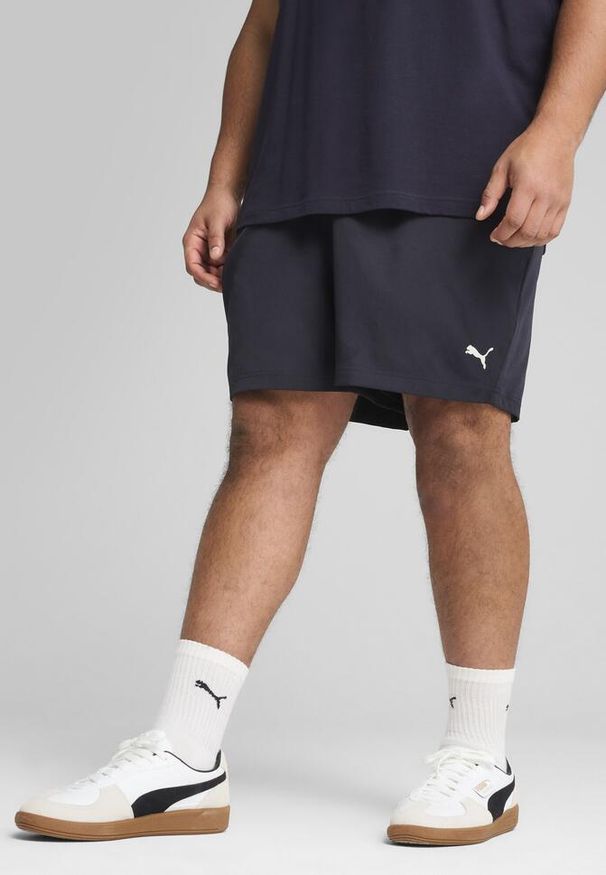 Puma - Męskie tkane szorty Essentials 5" PUMA New Navy Blue. Kolor: niebieski. Wzór: haft