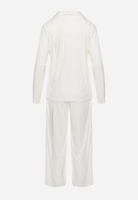 Born2be - Biały 2-częściowy Komplet z Koszulą i Szerokimi Spodniami Anscuro. Kolor: biały. Materiał: materiał #6