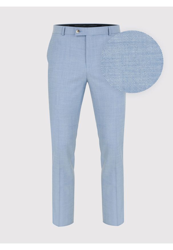 Pako Lorente - PAKO LORENTE – Niebieskie spodnie garniturowe P22SP-6G-004-N-S. Kolor: niebieski. Materiał: wełna, elastan. Wzór: gładki