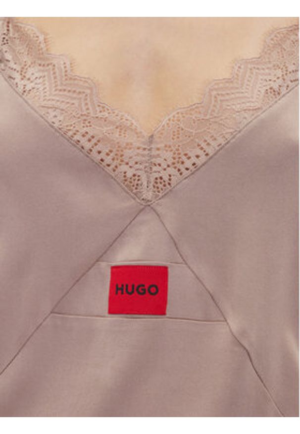 Hugo - HUGO Koszulka piżamowa Red Label Lace_Cami 50531653 Brązowy Regular Fit. Kolor: brązowy. Materiał: wiskoza