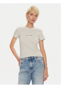 Calvin Klein Jeans T-Shirt Monologo J20J223563 Szary Slim Fit. Kolor: szary. Materiał: bawełna