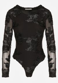 Renee - Czarne Body z Koronki z Transparentnymi Rękawami Esalinda. Okazja: na co dzień. Kolor: czarny. Materiał: koronka. Wzór: koronka. Styl: casual #4