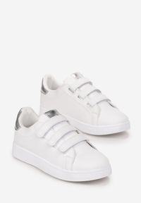 Born2be - Biało-Srebrne Sneakersy Zapinane na Rzepy Fuve. Zapięcie: rzepy. Kolor: biały #2