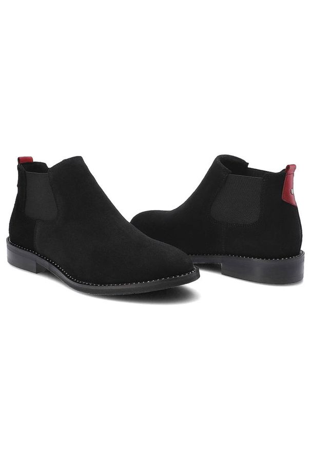 Czarne Sztyblety Lamanti Damskie Modne Buty. Zapięcie: bez zapięcia. Kolor: czarny. Szerokość cholewki: normalna. Wzór: aplikacja. Materiał: zamsz, materiał, skóra, guma. Sezon: zima. Obcas: na obcasie. Styl: elegancki. Wysokość obcasa: niski