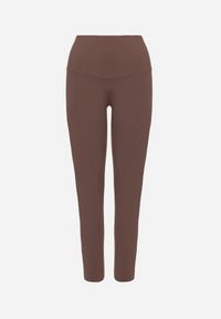 Born2be - Brązowe Klasyczne Legginsy z Wysokim Stanem Melio. Okazja: na co dzień. Stan: podwyższony. Kolor: brązowy. Materiał: materiał. Styl: klasyczny