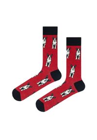 His Story - Tematyczne Skarpetki Bawełniane - Psy na Czerwonym Tle. Kolor: czerwony. Materiał: elastan, bawełna, poliamid #3