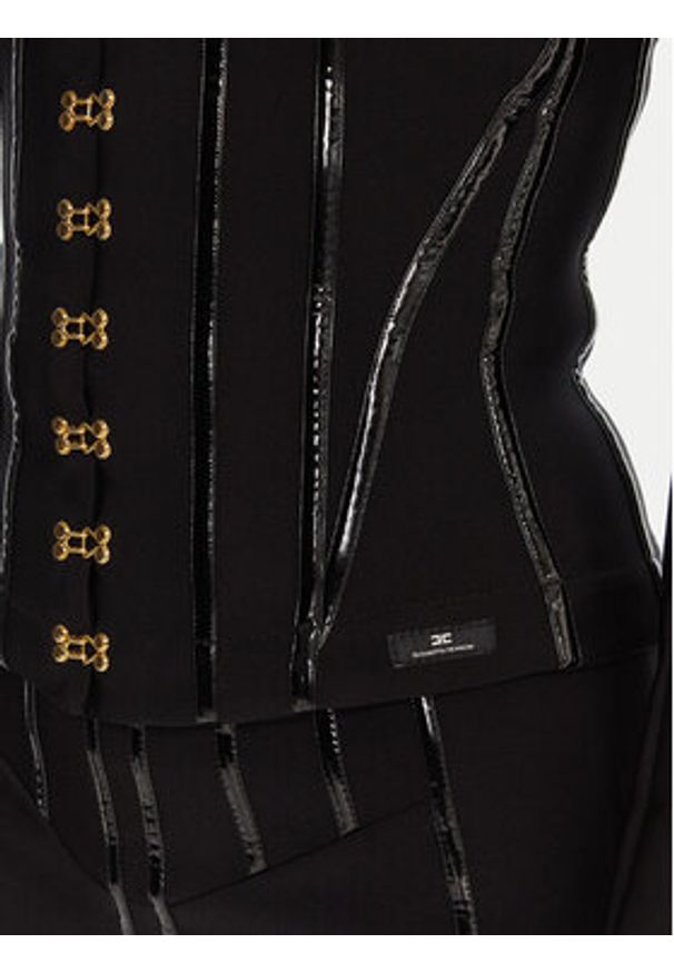 Elisabetta Franchi Marynarka GI-182-57E2-V590 Czarny Slim Fit. Kolor: czarny. Materiał: syntetyk