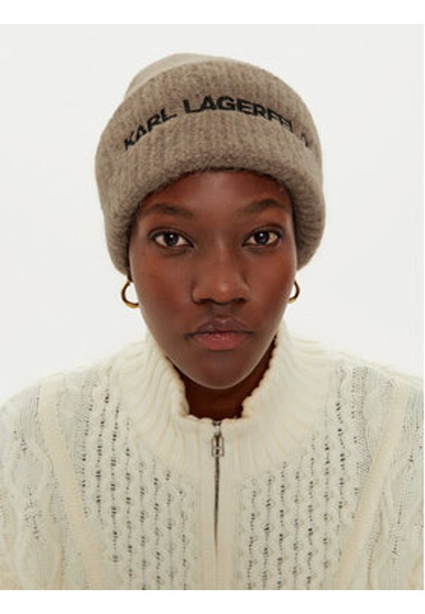 Karl Lagerfeld - KARL LAGERFELD Czapka 246W3411 Beżowy. Kolor: beżowy. Materiał: wełna