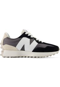 Buty unisex New Balance U327FE – czarne. Okazja: na co dzień. Kolor: czarny. Materiał: guma, skóra, syntetyk, materiał, zamsz. Szerokość cholewki: normalna