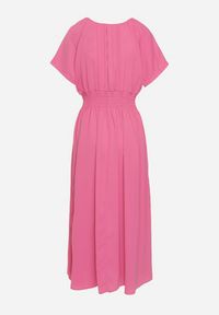 Born2be - Różowa Sukienka z Krótkim Rękawem i Gumką w Pasie Oilleria. Kolor: różowy. Długość rękawa: krótki rękaw #4