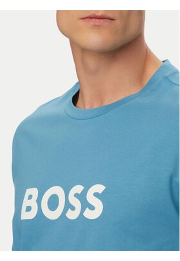 BOSS T-Shirt 50491706 Turkusowy Regular Fit. Kolor: turkusowy. Materiał: bawełna
