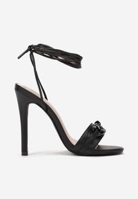 Renee - Czarne Sandały Rhenephone. Nosek buta: otwarty. Kolor: czarny. Wzór: aplikacja, jednolity. Styl: elegancki #5