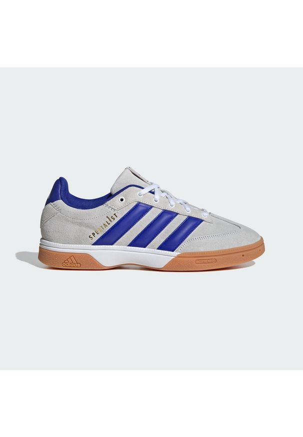 Adidas - Buty Spezialist Indoor. Kolor: biały, szary, niebieski, wielokolorowy. Sport: siatkówka