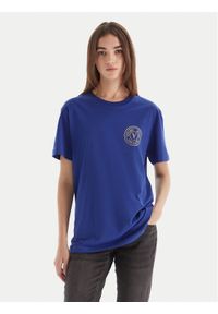 Versace Jeans Couture T-Shirt 79GAHT00 CJ00T Niebieski Regular Fit. Kolor: niebieski. Materiał: bawełna