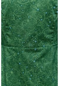 Marie Zélie - Sukienka Asteria Idella zielona. Kolor: zielony. Materiał: bawełna, skóra, materiał. Wzór: gładki. Typ sukienki: trapezowe. Styl: klasyczny #4