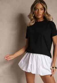 Renee - Czarny Bawełniany T-shirt o Kroju Oversize Zilona. Okazja: na co dzień. Kolor: czarny. Materiał: bawełna. Styl: sportowy, klasyczny, casual
