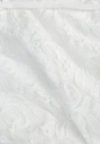 Born2be - Białe Koronkowe Body Bez Pleców z Wiązaniem z Tyłu i Paskami przy Dekolcie Palaria. Stan: podwyższony. Kolor: biały. Materiał: koronka. Wzór: paski, koronka #4