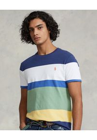 Ralph Lauren - RALPH LAUREN - T-shirt w kolorowe paski. Typ kołnierza: polo. Kolor: biały. Materiał: bawełna. Wzór: paski, kolorowy. Styl: klasyczny